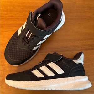 adidas Black and White Kids Velcro Sneakers 12